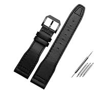 KDEGK 20mm 21mm Brown Black Men Watchband For IWC Pilot Mark XVIII IW327004 IW377714 Watch Strap Calf Genuine Leather Bracelet(Black line Black,20mm)
