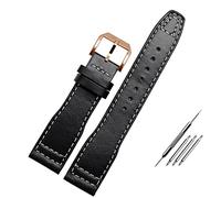 KDEGK 20mm 21mm Brown Black Men Watchband For IWC Pilot Mark XVIII IW327004 IW377714 Watch Strap Calf Genuine Leather Bracelet(Blackwhite Rose Gold,21mm)