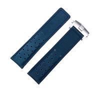 KDEGK 20mm 22mm 24mm Genuine Frosted Leather Watchband For TAG Strap For HEUER CARRERA AQUARACER Monaco F1 Watch Band Bracelet Buckle(Blue Silver Buckle,24mm)