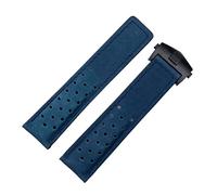 KDEGK 20mm 22mm 24mm Genuine Frosted Leather Watchband For TAG Strap For HEUER CARRERA AQUARACER Monaco F1 Watch Band Bracelet Buckle(Blue Blk Buckle,20mm)