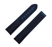KDEGK 20mm 22mm Nylon Rubber Watchband For Omega Strap SEAMASTER PLANET OCEAN Deployant Clasp Watch Band Accessories Bracelet Chain(Black Blue,22mm-Silver Buckle)