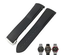KDEGK 20mm 22mm Rubber Folding Buckle Watch Strap Black Blue Red Watch Bands for Tudor Black Bay for Men Bracelet(Black,19mm)
