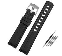 KDEGK 20mm 22mm Rubber Watchband For Omega SEAMASTER 003 007 PLANET OCEAN AT150 Pin Buckle Silicone Strap Watch Band Bracelet(Black Green,20mm)