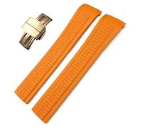 KDEGK 21mm Colorful Fluorous Rubber WatchBands For Patek 5164A 5167A AQUANAUT Philippe Series Butterfly Buckle Silicone Watch Strap(Orange,Rose Buckle)