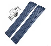 KDEGK 21mm Colorful Fluorous Rubber WatchBands For Patek 5164A 5167A AQUANAUT Philippe Series Butterfly Buckle Silicone Watch Strap for man woman(Blue,Rose Buckle)