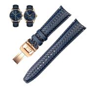 KDEGK 22mm 20mm Genuine Leather Watchband Fit For IWC IW503312 IW500713 IW344205 Blue Cowhide Watch Strap Men Pin buckle(Blue rose buckle,20mm)