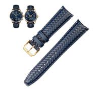 KDEGK 22mm 20mm Genuine Leather Watchband Fit For IWC IW503312 IW500713 IW344205 Blue Cowhide Watch Strap Men Pin buckle(Blue gold pin,22mm)