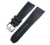 KDEGK 22mm 23mm 24mm Rubber Watchband，For CALIBRE DE TANK SOLO SANTOS DE Series Watch Upgrade Replace Waterproof Silicone Watch Strap Butterfly Buckle(Black Pin Buckle,23mm)