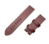 KDEGK 22mm 24mm 26mm thick vintage Genuine real cow Leather Watchband Handmade Men For Panerai strap Man buckle(Wine red strap,22mm black buckle)