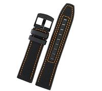 KDEGK 22mm Canvas Rubber Watch Strap Men Wrist Band Bracelet For MIDO M038/M038431A Series Soft Watchbands(Black Orange black)