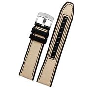 KDEGK 22mm Canvas Rubber Watch Strap Men Wrist Band Bracelet For MIDO M038/M038431A Series Soft Watchbands(Khaki Silver)