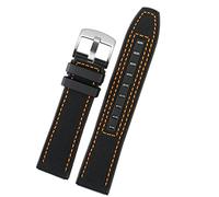 KDEGK 22mm Canvas Rubber Watch Strap Men Wrist Band Bracelet For MIDO M038/M038431A Series Soft Watchbands(Black Orange Silver)