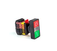 KDEGK 22mm Double position button Start-stop Double button illuminated push button switch with lamp 24/220/380V control button 2PCS(AS-22X25N,380V)