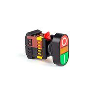 KDEGK 22mm Double position button Start-stop Double button illuminated push button switch with lamp 24/220/380V control button 2PCS(APBB-22X25N,380V)