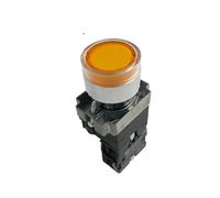 KDEGK 22mm XB2 Series Momentary Self-Rest Type Flat Round Push Button Switch XB2-BW3361C With LED Light NO NC 24V/AC220V/AC380V(Yellow(NO),220V)