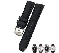 KDEGK 23mm 24mm Rubber Silicone Watch Strap Fit for Tissot T035 T035627 Butterfly Buckle Replacement Black Blue Curved End Watch Bands(Black black 1,23mm silver clasp)