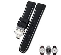 KDEGK 23mm 24mm Rubber Silicone Watch Strap Fit for Tissot T035 T035627 Butterfly Buckle Replacement Black Blue Curved End Watch Bands(Black grey,23mm golden clasp)