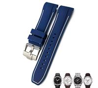 KDEGK 23mm 24mm Rubber Silicone Watch Strap Fit for Tissot T035 T035627 Butterfly Buckle Replacement Black Blue Curved End Watch Bands(Blue grey 1,24mm Black clasp)