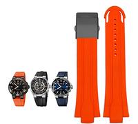 KDEGK 24mm*12mm Lug End Rubber Waterproof Watchband For Oris Wristband Silicone Watch Strap Stainless Steel Folding Clasp(Orange-black)
