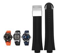 KDEGK 24mm*12mm Lug End Rubber Waterproof Watchband For Oris Wristband Silicone Watch Strap Stainless Steel Folding Clasp(Black-silver)