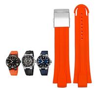 KDEGK 24mm*12mm Lug End Rubber Waterproof Watchband For Oris Wristband Silicone Watch Strap Stainless Steel Folding Clasp(Orange-silver)
