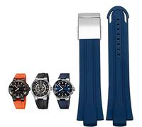 KDEGK 24mm*12mm Lug End Rubber Waterproof Watchband For Oris Wristband Silicone Watch Strap Stainless Steel Folding Clasp(Blue-silver)