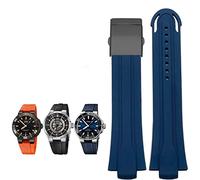 KDEGK 24mm*12mm Lug End Rubber Waterproof Watchband For Oris Wristband Silicone Watch Strap Stainless Steel Folding Clasp(Blue-black)