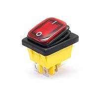 KDEGK 5pcs 250VAC KCD4 201 waterproof 203 rocker switch DPST 4pin on 12V 220V LED(Red,20A-12V)