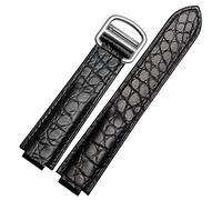KDEGK American Crocodile Leather Watch Strap Suitable For Cartier Blue Balloon Convex Leather Strap 18 20mm Men And Women Black(Black Silver,18-11mm)