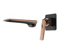 KDEGK Black & Rose Gold Wall-Mounted Waterfall Faucet, Solid Brass Single-Handle Mixer Tap for Modern Bathroom Vessel Sinks & Bathtubs(Black and Rose Gold)