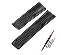 KDEGK Carbon fiber pattern Genuine Leather Strap 20mm 22m For TAG HEUER MONACO Series watchband wristwatches band leather watch bracelet(Black no buckle,20mm)