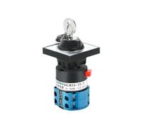 KDEGK Changeover Cam Switch with Key 25A 690V Silver Contact 1/2/3/4poles 3 Positions LW26-25 Series Rotary Selector Universal Switch(25A 3 pole 1-0-2)