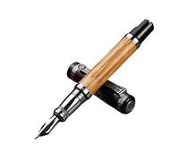 KDEGK Classic Confucius Natural Bamboo Metal Embossed Pattern Bent Nib Calligraphy Fountain Pen Iridium 1.2mm for Office/Gift(Calligraphy Pen)