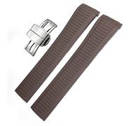 KDEGK Colorful Fluorous Rubber WatchBands For Patek Philippe 5164A 5167A AQUANAUT Series Butterfly Buckle 21mm Silicone Watch Strap(Brwon,Gold Buckle)