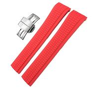 KDEGK Colorful Fluorous Rubber WatchBands For Patek Philippe 5164A 5167A AQUANAUT Series Butterfly Buckle 21mm Silicone Watch Strap(Red,Gold Buckle)