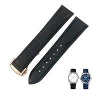 KDEGK Crocodile Leather Watch Band For Omega De Ville Seamaster Constellation 18mm 19mm 20mm 21mm 22mm Real Alligator Skin Strap(Black rose,21mm)