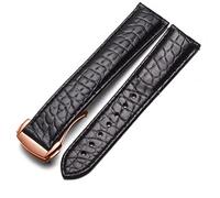 KDEGK Crocodile Leather Watch Strap Men And Women Style For Omega Seahorse Deville 18mm 19mm 20mm Original Watch Band(Black-rosegold,22mm)