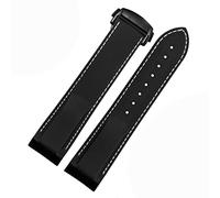 KDEGK Curved End Rubber Silicone Watch Bands For Omega Seamaster 300 Speedmaster Strap 20mm 22mm Brand Watchband(Black white-black,22mm)