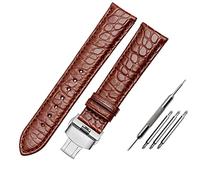 KDEGK Double sided crocodile skin leather band for any brand Wrist watch straps 18mm 19mm 20mm 21mm 22mm for men bracelet(Brown,17mm)