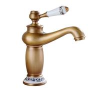 KDEGK European Retro Antique Bronze Matte Black Single-Handle Bathroom Mixer Vintage Decorative Hot Cold Water Fixture(A)