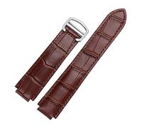 KDEGK For Cartier Wristbands Quality Color Genuine Leather Watchbands Deployment Buckle Replacement Leather Strap Female Bracelet(Brown,18x11mmRosegoldclasp)
