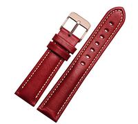 KDEGK For Classic General purpose plain weave watch Band Fashion brand strap 18mm 20mm 21mm 22mm genuine leahther wristband(Red-rosegold,20mm)