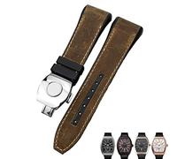 KDEGK For Franck Muller Watch Band 28mm Cowhide Silicone Watch Strap Nylon Rubber Folding Buckle Watch Bands For Men Bracelet(Crazy horse silver)