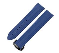 KDEGK For Omega Seamaster 300 Curved End Sports Waterproof Strap Stainless Steel Clasp Watchband 20mm 22mm Rubber Silicone Strap(Navy black buckle,22mm)