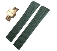 KDEGK For Patek 5164A 5167A AQUANAUT Philippe Series Butterfly Buckle 21mm Watch Strap Colorful Fluorous Rubber WatchBands(Green,Gold Buckle)