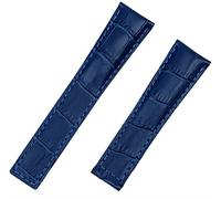 KDEGK Genuine Leather Bracelet Cowhide Watch Band 20mm 22m For Tag Strap For Heuer CARRERA Monaco AQUARACER Watchband Folding Buckle(Blue,20mm Black Buckle)