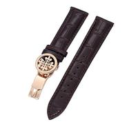 KDEGK Genuine leather watch strap 19MM 20MM 22MM Watchbands For Patek Philippe Wath bands With Stainless Steel Deploy Clasp Men Women(Dark Brown Rosegold,20mm)