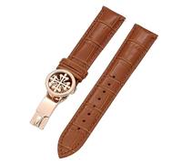 KDEGK Genuine leather watch strap 19MM 20MM 22MM Watchbands For Patek Philippe Wath bands With Stainless Steel Deploy Clasp Men Women(Light Brown Rosegod,19mm)