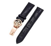 KDEGK Genuine leather watch strap 19MM 20MM 22MM Watchbands For Patek Philippe Wath bands With Stainless Steel Deploy Clasp Men Women(Black Rose gold,22mm)