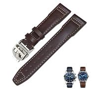 KDEGK Genuine Leather Watch Strap 20mm 21mm 19mm 22mm Cowhide Watchbands For IWC Mark Big Pilot Spitfire PORTOFINO Watch Accessories(Brown white 2,20mm)